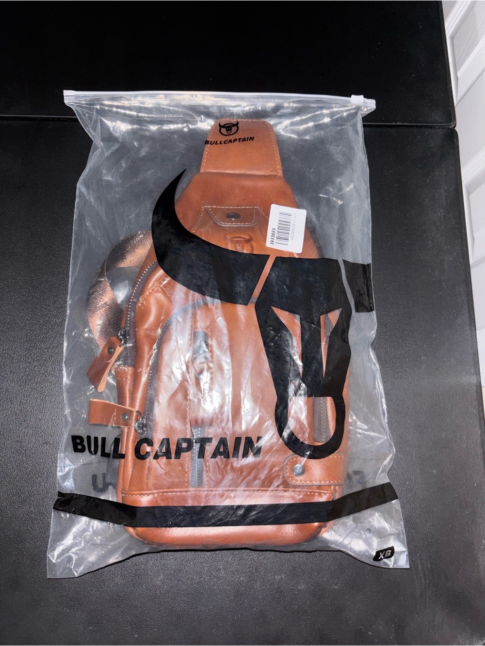 Brown BULLCAPTAIN Leather Crossbody Bag with USB Charging Port